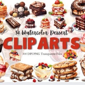 Watercolor Dessert Cliparts