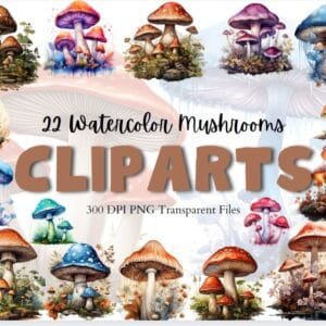 Mushroom Watercolor Clipart