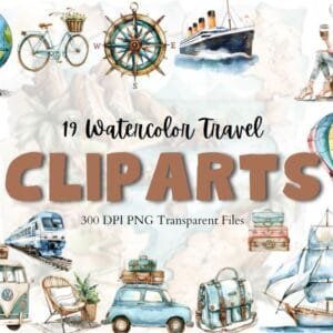 Watercolor Travel Clipart