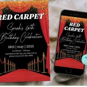 Red Carpet Birthday Invitation