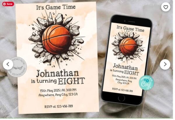 Basketball Birthday Invitation Template