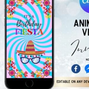 Digital Fiesta Birthday Invitation