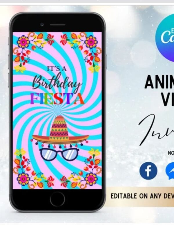 Digital Fiesta Birthday Invitation