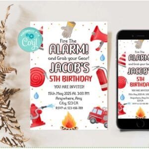 Firetruck Birthday Invitation