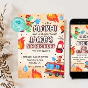 Fire Truck Birthday Invitation