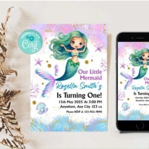 Editable Mermaid Invite