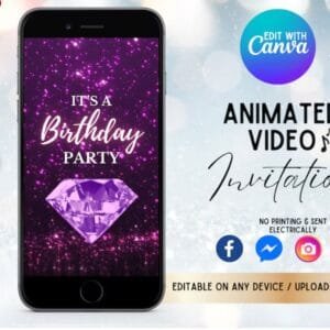 Video Purple Glitter Birthday