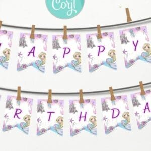 Editable Mermaid Banner Birthday