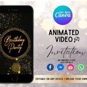 Animated Black Gold Birthday