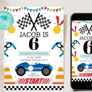 Car Race Birthday Invitation