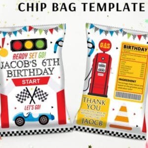 Editable Race Car Chip Bag