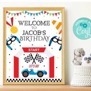 Editable Race Car Birthday