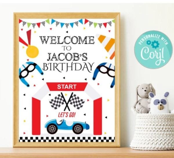 Editable Race Car Birthday