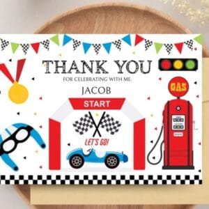 Race Car Thank You Card