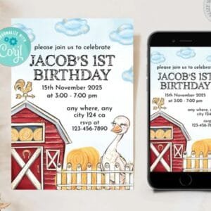 Editable Farm Birthday Invitation