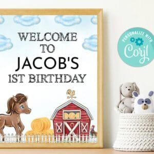 Farm Birthday Welcome Sign