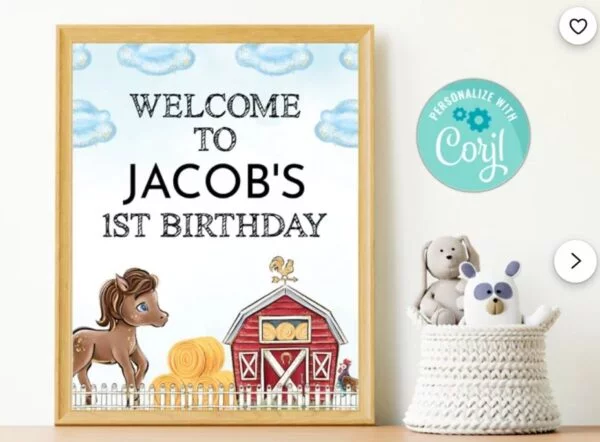 Farm Birthday Welcome Sign
