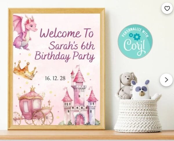 Princess Birthday Welcome Sign