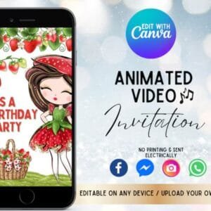 Editable Strawberry Birthday Video