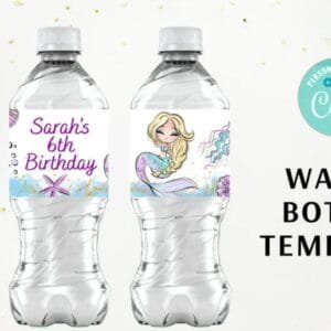 Editable Mermaid Birthday Water