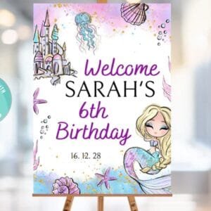 Editable Mermaid Birthday Welcome