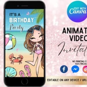 Beach Birthday Animated Invitations