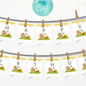 Editable Bee Banner Birthday