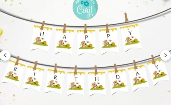 Editable Bee Banner Birthday