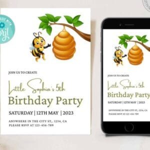 Editable Honey Bee Birthday