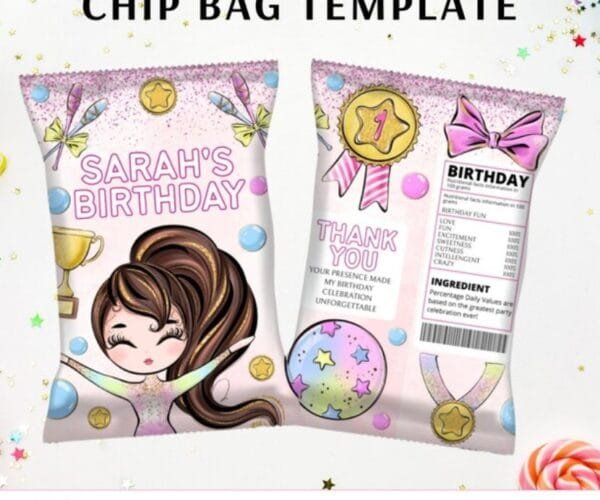 Gymnastics Chip Bag Label Template