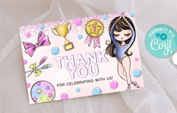 Gymnastics Birthday Thank You Card