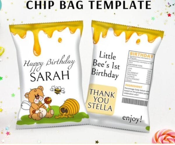 Editable Bee Chip Bag