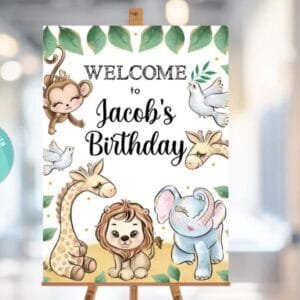 Editable Safari Birthday Welcome