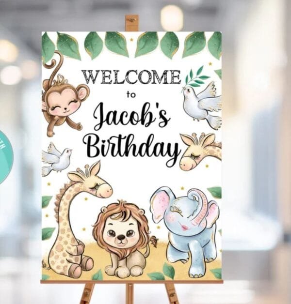 Editable Safari Birthday Welcome