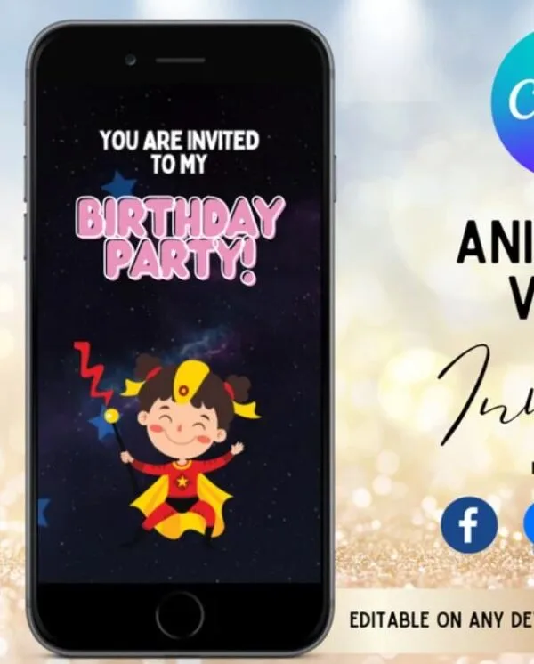 Superhero Birthday Video Invitation