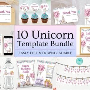 Editable Unicorn Birthday Invitation