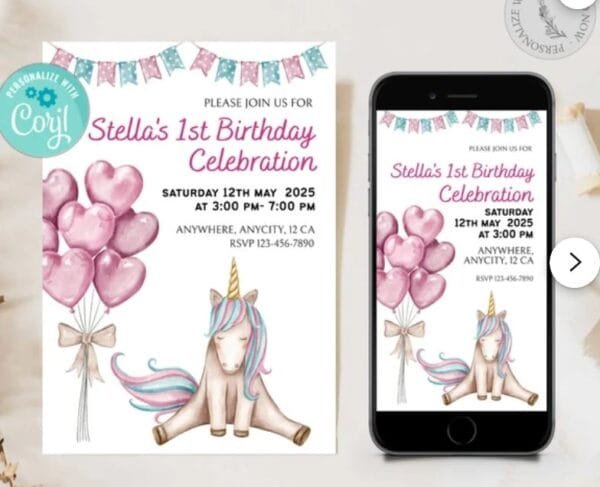 Unicorn Birthday Invitation