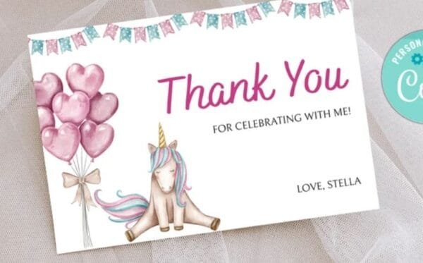 Editable Unicorn Thank You